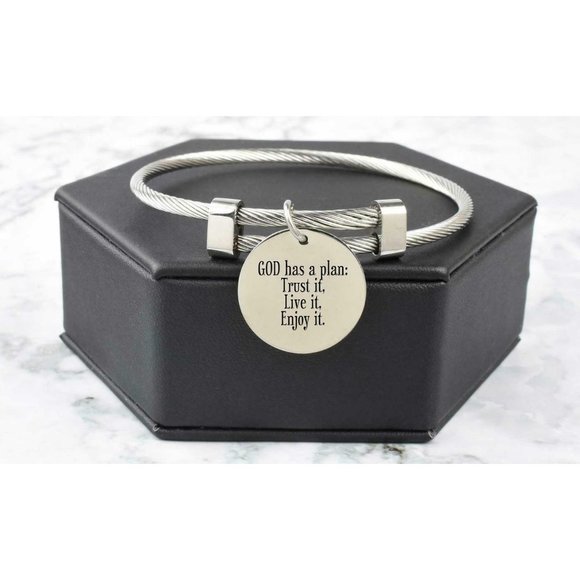 Inspirational Bangle Bracelet Stainless Steel - Picture 3 of 9